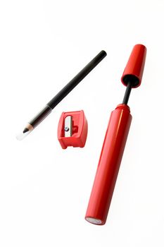 Mascara, cosmetic pensil and sharpener