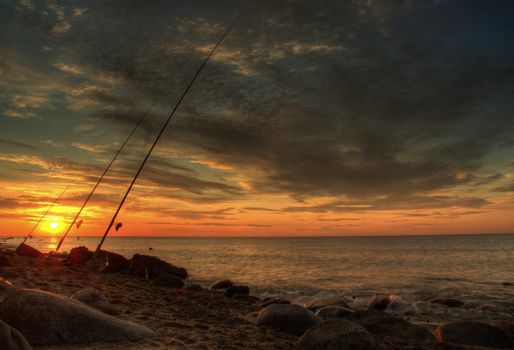 Hobby fishing at baltic sea