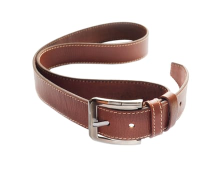 Leather fashion belt on white background