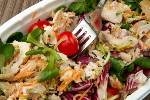 fresh salad with grilled chicken