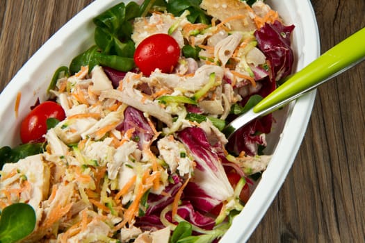 fresh salad with grilled chicken