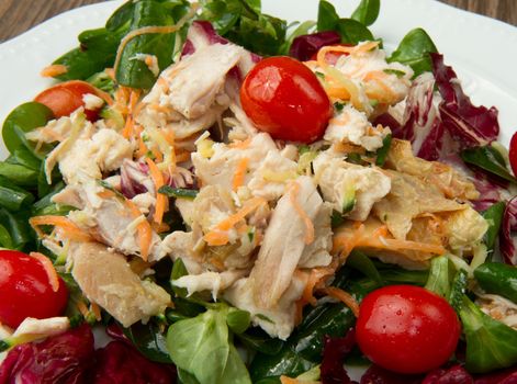 fresh salad with grilled chicken