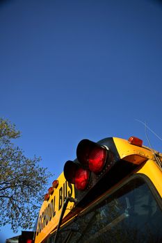 School bus parked in Crane Valley in Saskatchewan