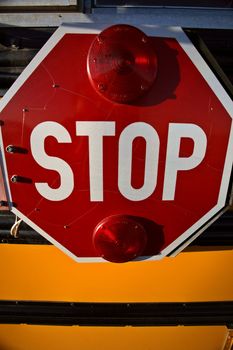 Stop sign on school bus in Saskatchewan