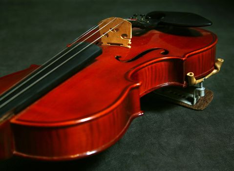 A violin over dark wood in sudio