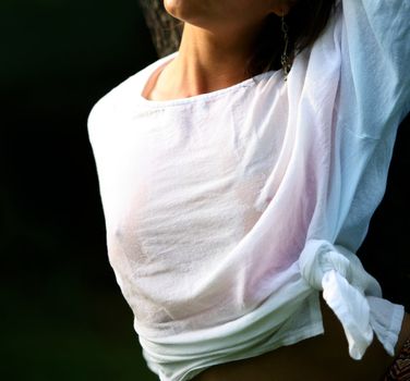 The girl in a wet white shirt