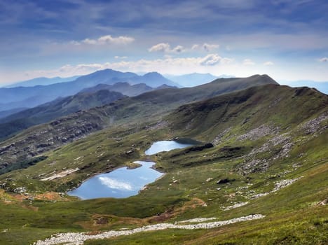 appennino tosco emiliano mountain landscape with two lakes