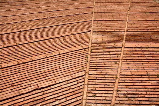 background of a red orange brick floor composition