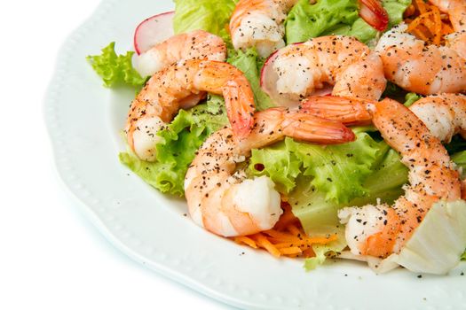 salad of shrimp, mixed greens