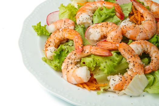 salad of shrimp, mixed greens