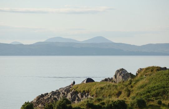 Wild camping at Arisaig enjoying the solitude of a summers evening, Scotland