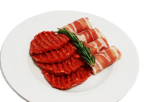 cutlets and rolls made of raw meat for barbecue