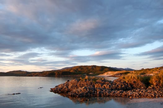 Camusdaroch, near Arisaig, Scotland. The beach where the film Local Hero was made caught in evening light