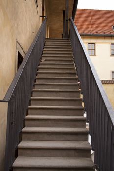 staircase leading upstairs. climb the stairs. in the old town. Prague, Czech Republic