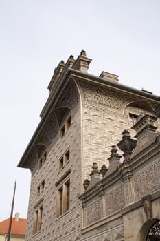 The walls of beautiful homes, windows, design, vintage style. Prague, Czech Republic