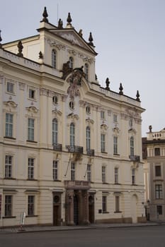 The walls of beautiful homes, windows, design, vintage style. Prague, Czech Republic