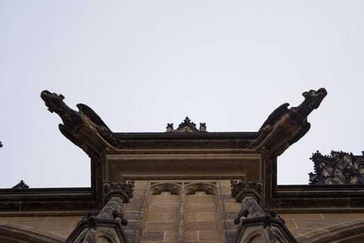 The walls of beautiful homes, windows, design, vintage style. Prague, Czech Republic