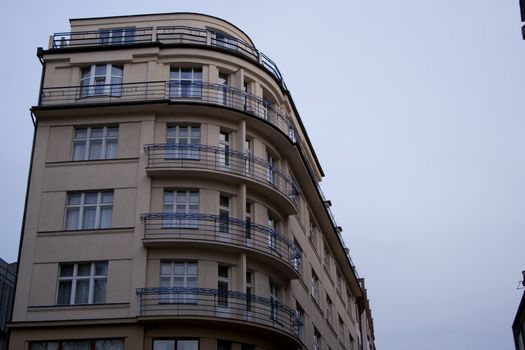 The walls of beautiful homes, windows, design, vintage style. Prague, Czech Republic