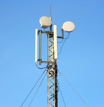 Aerial mobile communication against the blue sky