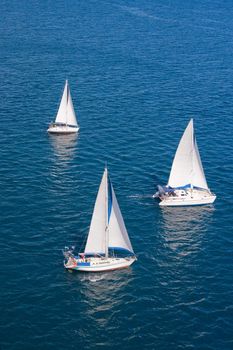 Regatta in indian ocean, sailboat and catamaran
