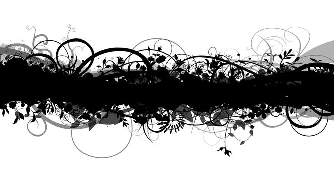Abstract monochrome floral border