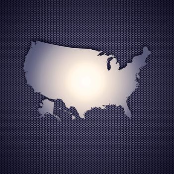USA map isolated on metal background. High resolution image.