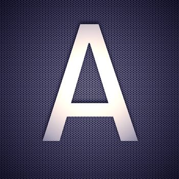 metal symbol letter A  isolated on metal background. High resolution image.