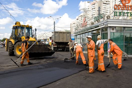 City road repair in Sankt Petersburg Russia