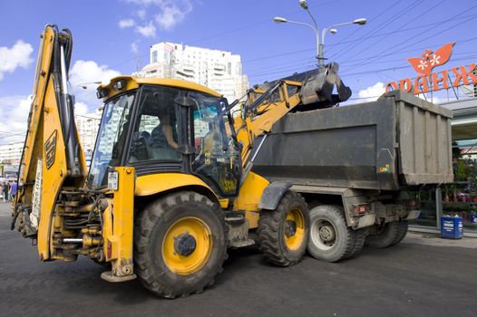 City road repair in Sankt Petersburg Russia