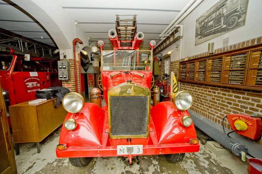 Old fire-engine vehicle in pivat fair museum in Copengagen,Denmark