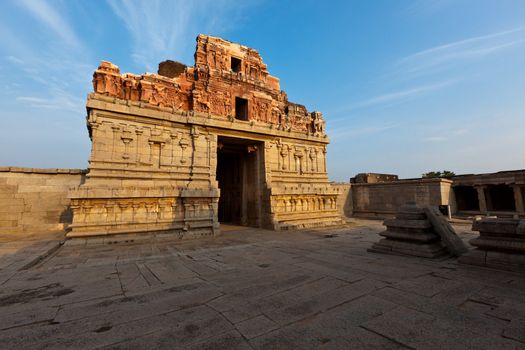 Krishna temple entrance on sunset. Royal Center, Hampi, Karnataka, India