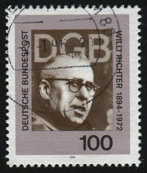 GERMANY- CIRCA 1994: stamp printed by Germany, shows Willi Richter Politician Labor Leader, circa 1994.