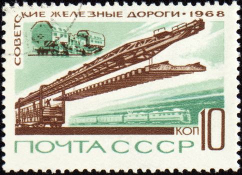 USSR - CIRCA 1968: A stamp printed in USSR devoted to the soviet rail roads, circa 1968