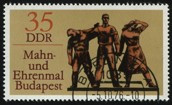 GERMANY- CIRCA 1976: stamp printed by Germany, shows Memorial Monument Budapest, circa 1976.