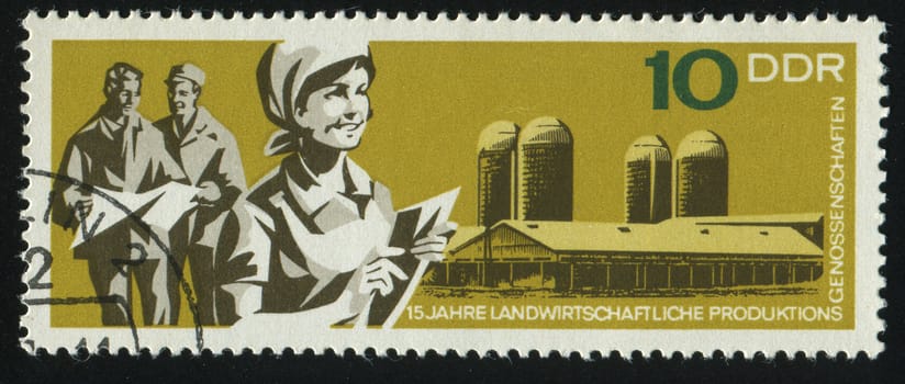 GERMANY- CIRCA 1967: stamp printed by Germany, shows Farmers, Stables and Silos, circa 1967.