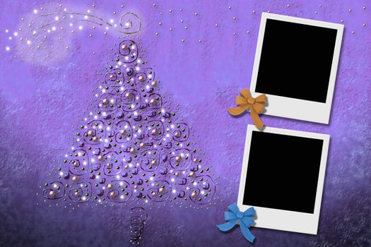 Christmas tree greeting card frames for two photos
