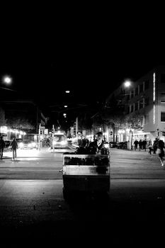A Hog Dog & Pretzel Stall set against the bustling pace of life in the city.