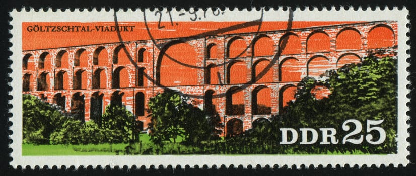 GERMANY- CIRCA 1976: stamp printed by Germany, shows Goltzschtal viaduct, circa 1976.
