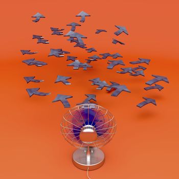 Creative concept with fan that blow fresh ideas