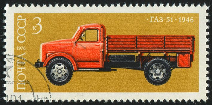 RUSSIA - CIRCA 1976: stamp printed by Russia, shows retro truck, circa 1976.