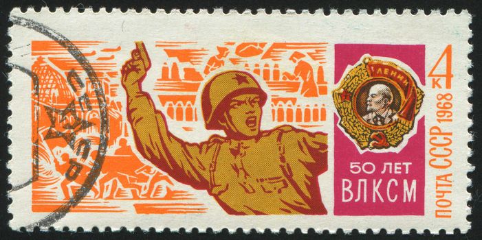 RUSSIA - CIRCA 1968: stamp printed by Russia, shows Soviet soldier, circa 1968.