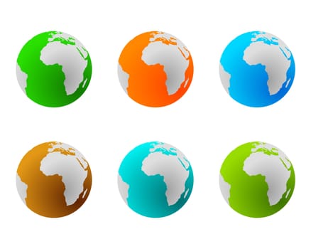 Globes in various colours