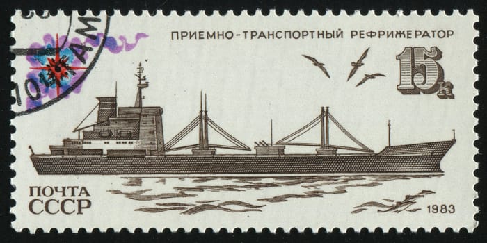 RUSSIA - CIRCA 1983: stamp printed by Russia, shows Ships of the Soviet Fishing Fleet, circa 1983.