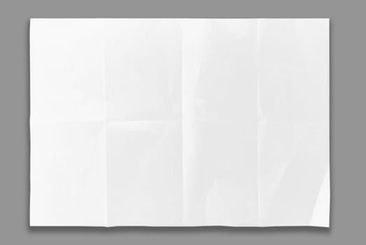 Empty white Crumpled paper on gray background