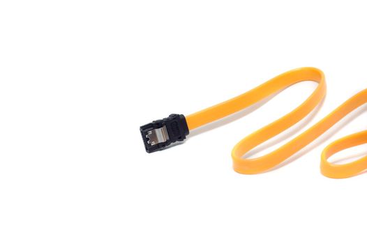 Pc sata cable for connecting hdds. White background.
