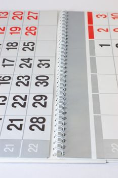 Close up of blank spiral calendar page