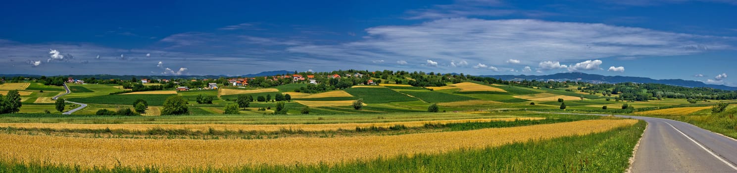 Erdovec village panorama in springtime, colorful, Croatia