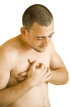 young man having pain in his chest