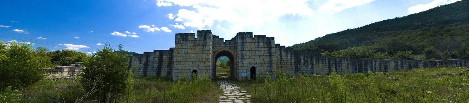 Ancient ruins Veliki Preslav Bulgarian landmark panoramic view