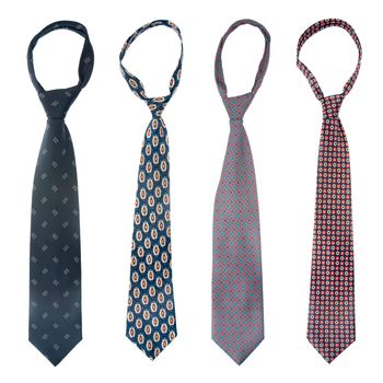 Four ties isolated on white background.
